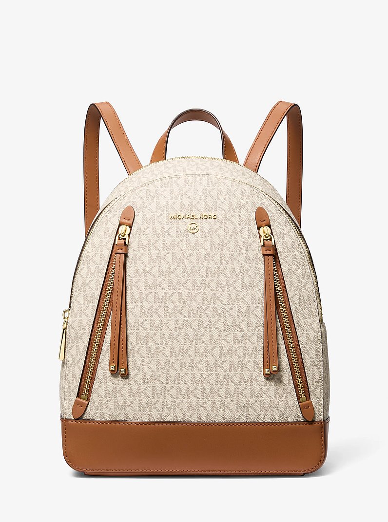 Brooklyn Medium Logo Backpack in VANILLA/ACORN | Michael Kors
