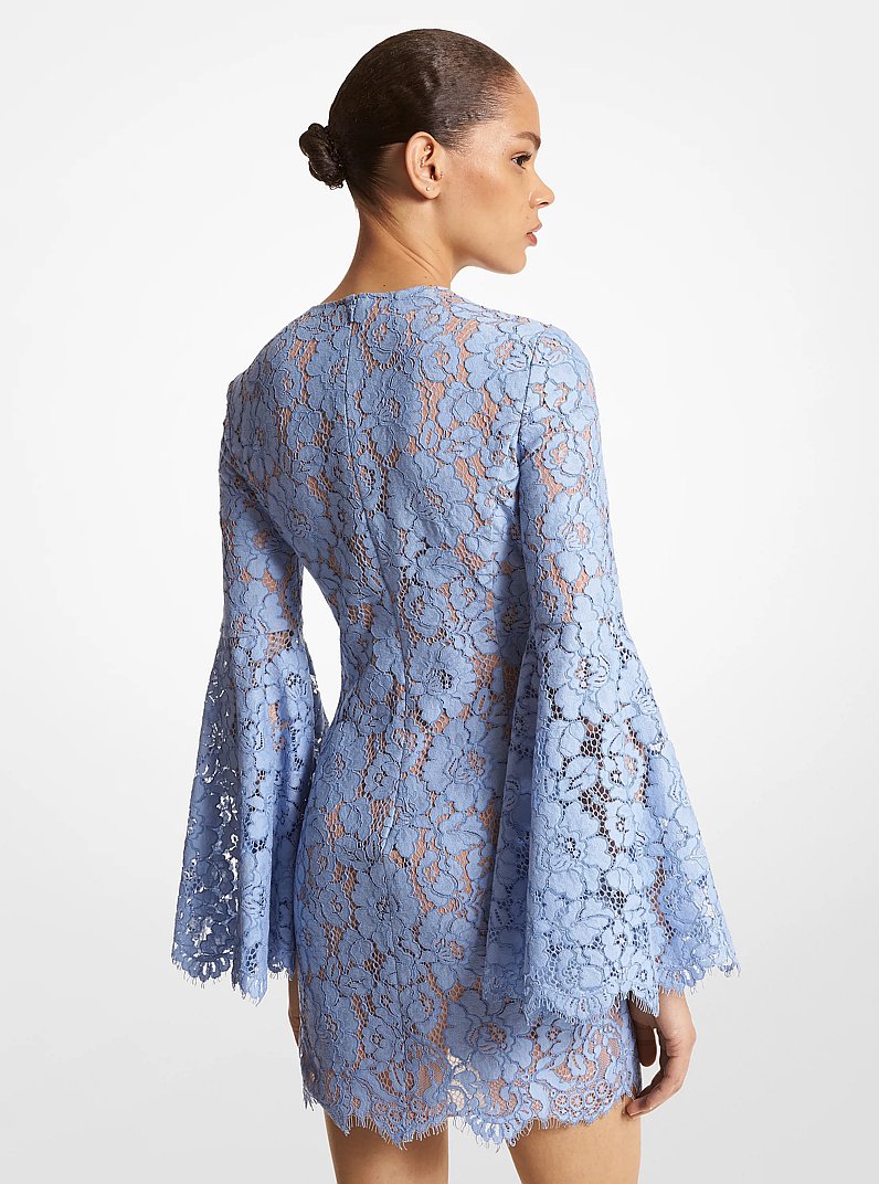 Cotton Blend Floral Lace Bell-Sleeve Dress in COAST | Michael Kors