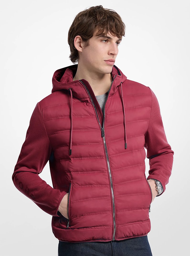 Galway Quilted Mixed-Media Jacket in CHERRY | Michael Kors
