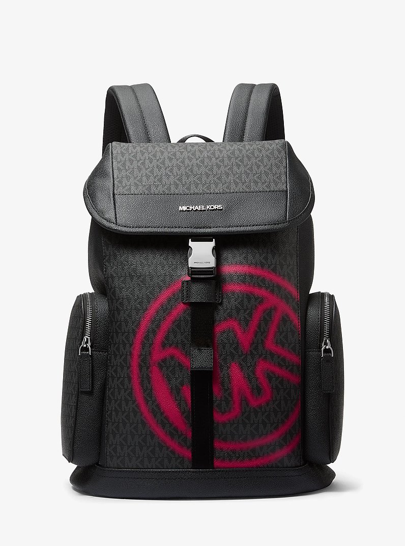 Cooper Embellished Signature Logo City Backpack in DK RASPBERRY