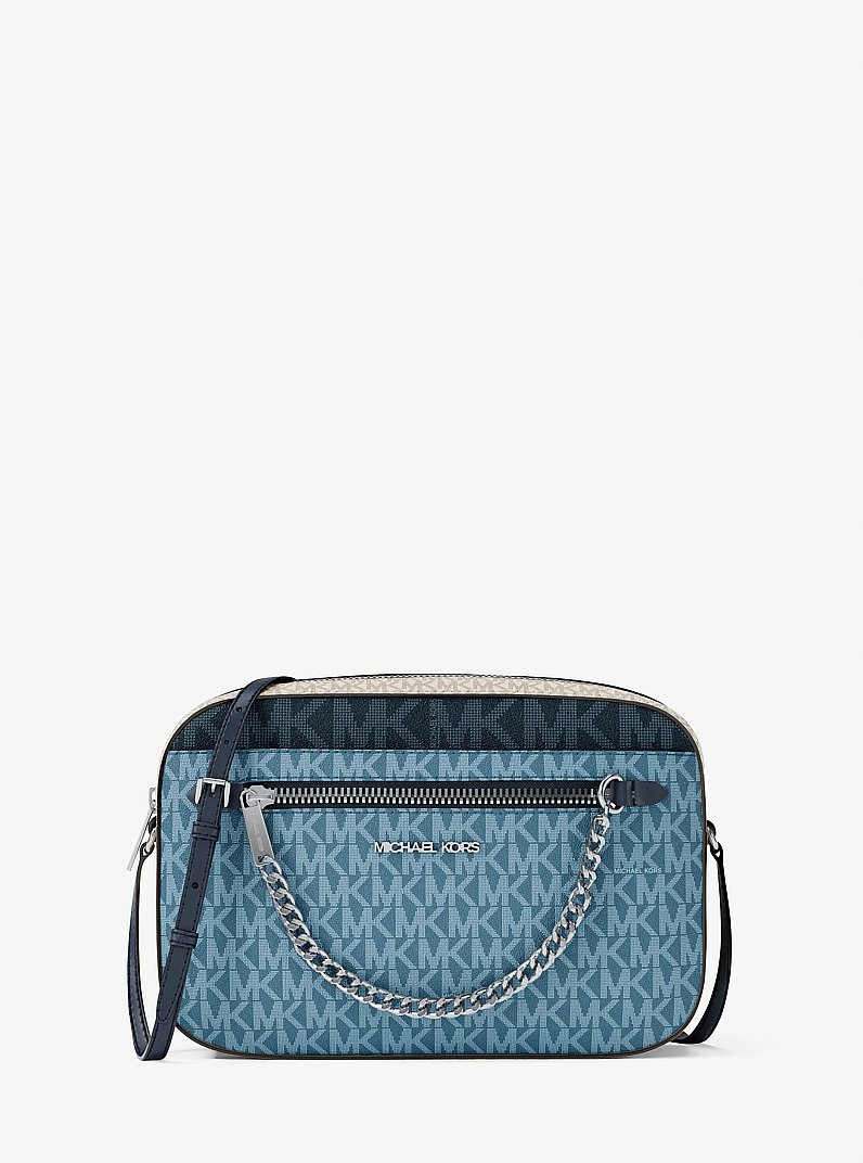 Jet Set Large Signature Logo Crossbody Bag in DENIM MULTI | Michael Kors