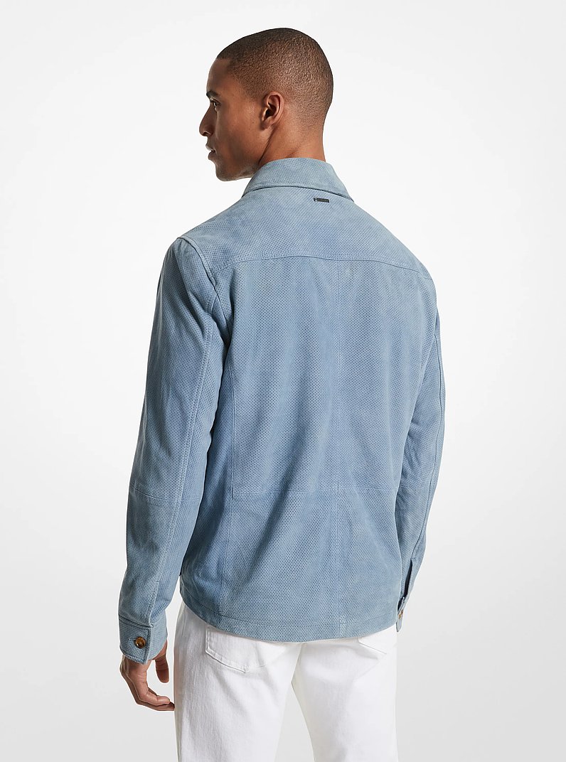 Suede Shirt Jacket in CHAMBRAY | Michael Kors