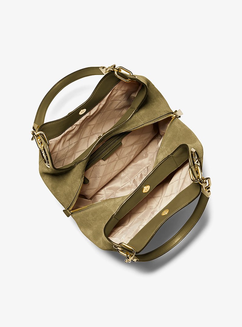 Grand sac &agrave; &eacute;paule Lillie en su&egrave;de in PISTACHE | Michael Kors
