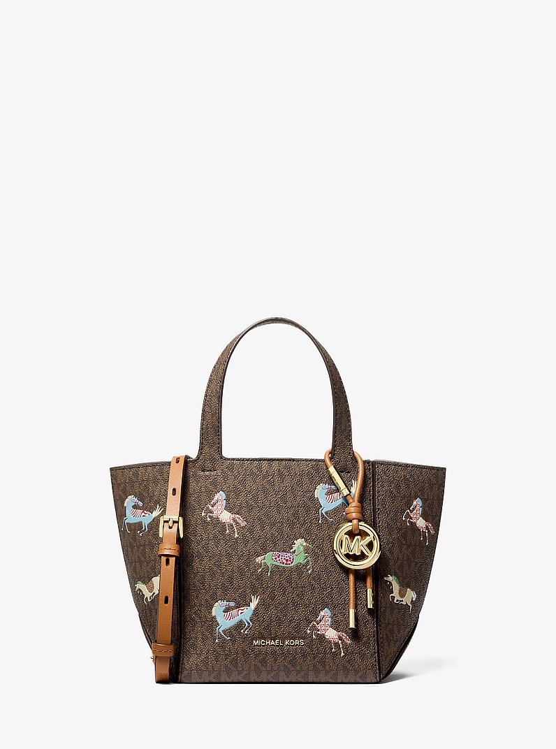 Jordi Small Signature Logo Convertible Tote Bag in BRN/ACORN | Michael Kors
