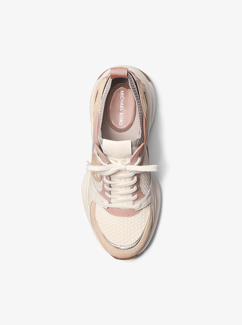 Zuma Color-Block Leather and Mesh Trainer in SMOKEY ROSE | Michael Kors