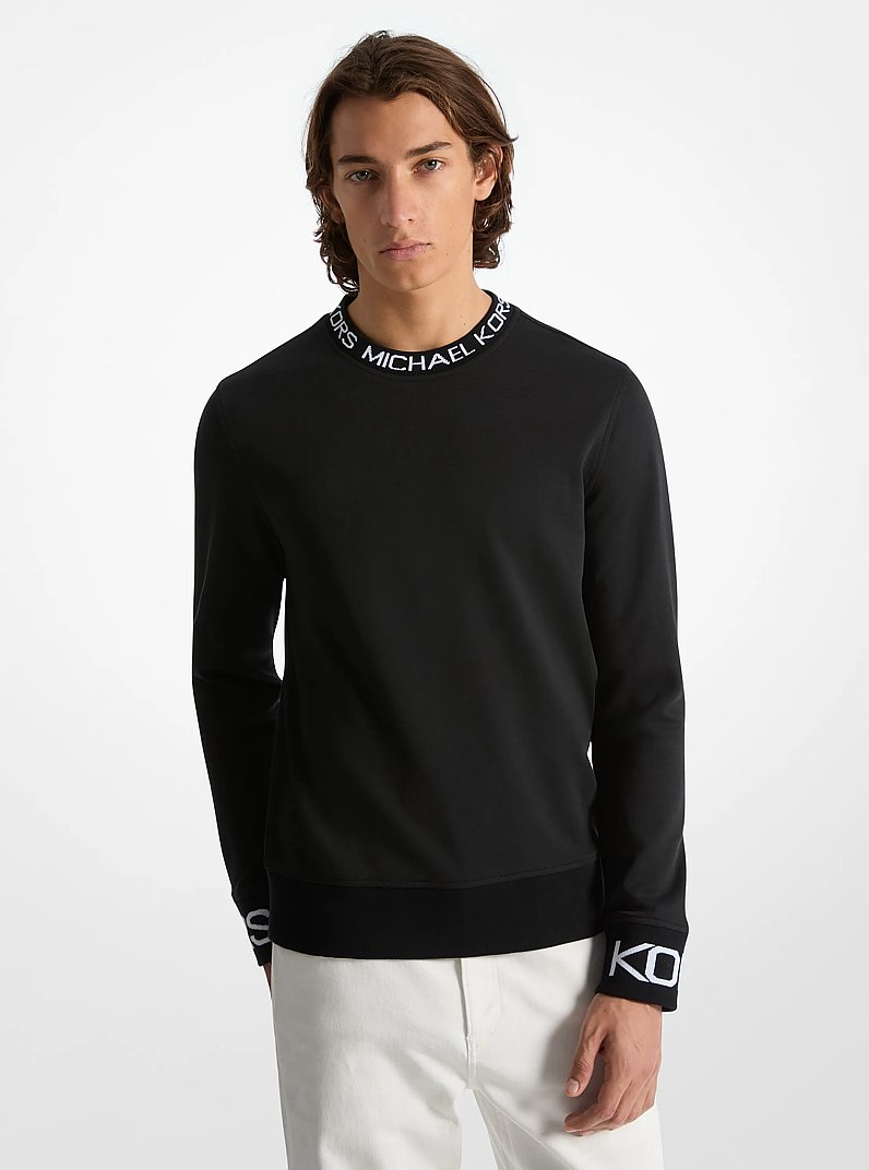 Su&eacute;ter en mezcla de algod&oacute;n con ribete de logotipo in NEGRO | Michael Kors