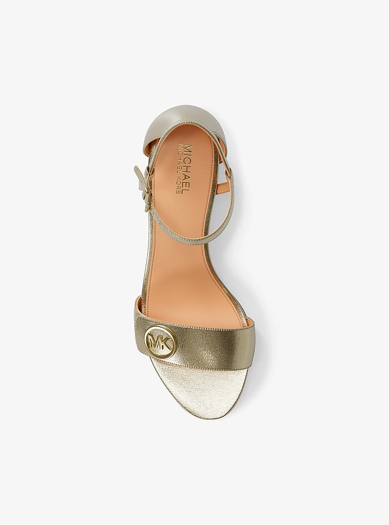 Hannah Metallic Block Heel Sandal in GOLD | Michael Kors