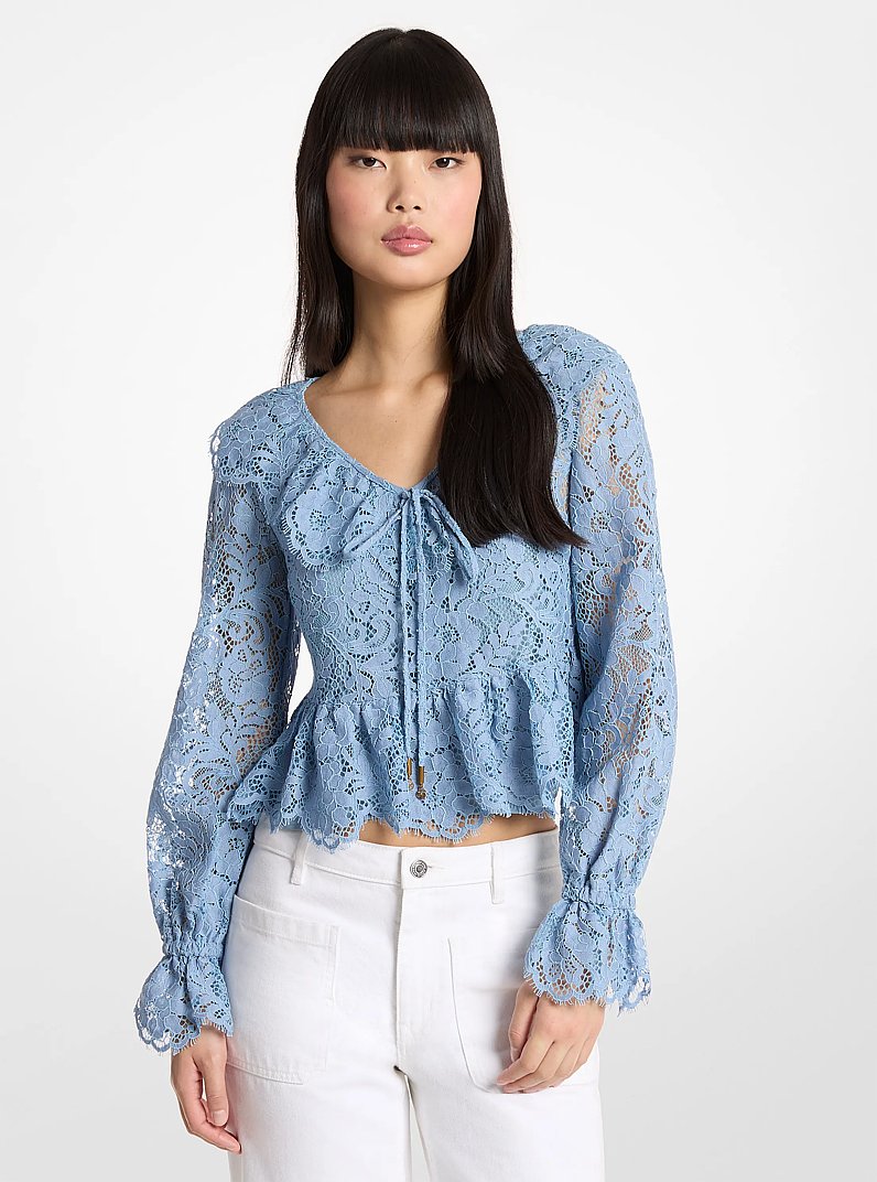 Blusa de encaje floral definido in CHAMBRAY | Michael Kors