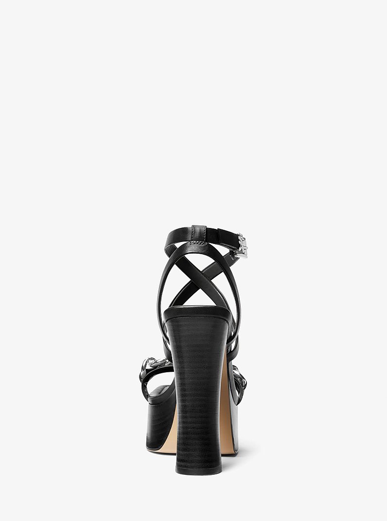 Paola Chain Embellished Leather Platform Sandal