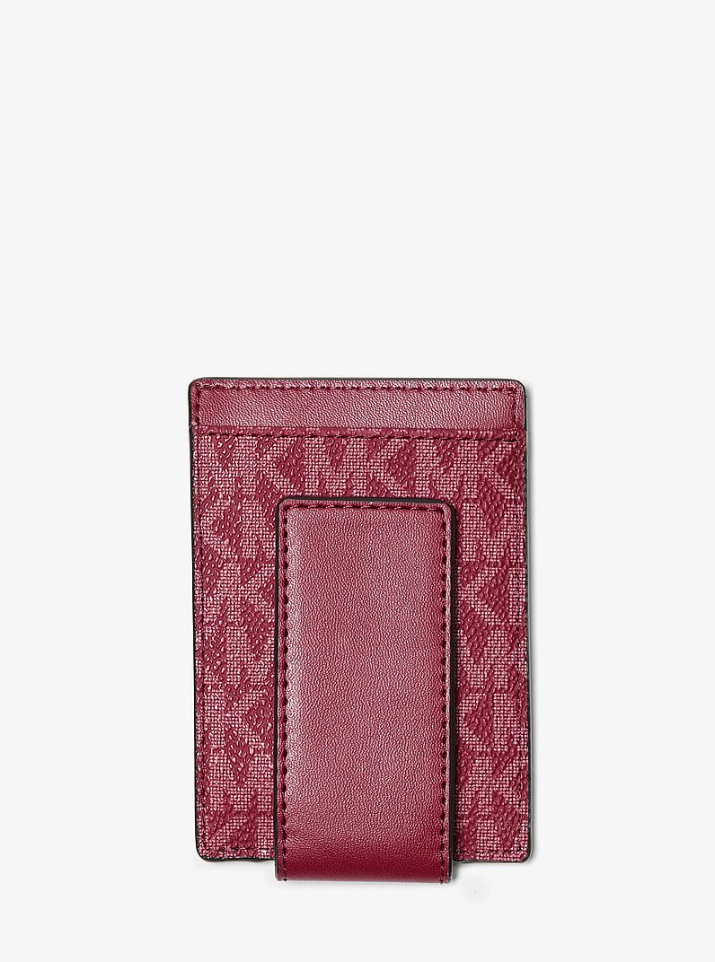 Cooper Signature Logo Money Clip Card Case in CHERRY | Michael Kors