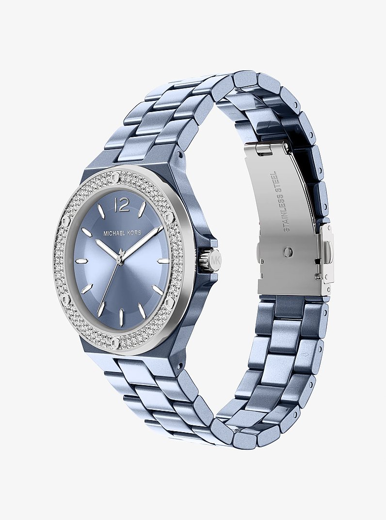 Mini Lennox Pavé Blue-Tone Watch in SILVER - Sale | Michael Kors [US]