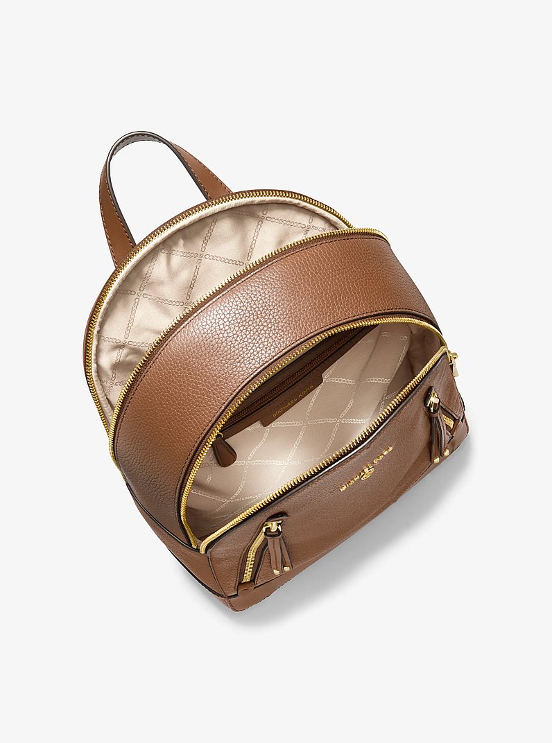 Brooklyn Medium Pebbled Leather Backpack in LUGGAGE | Michael Kors