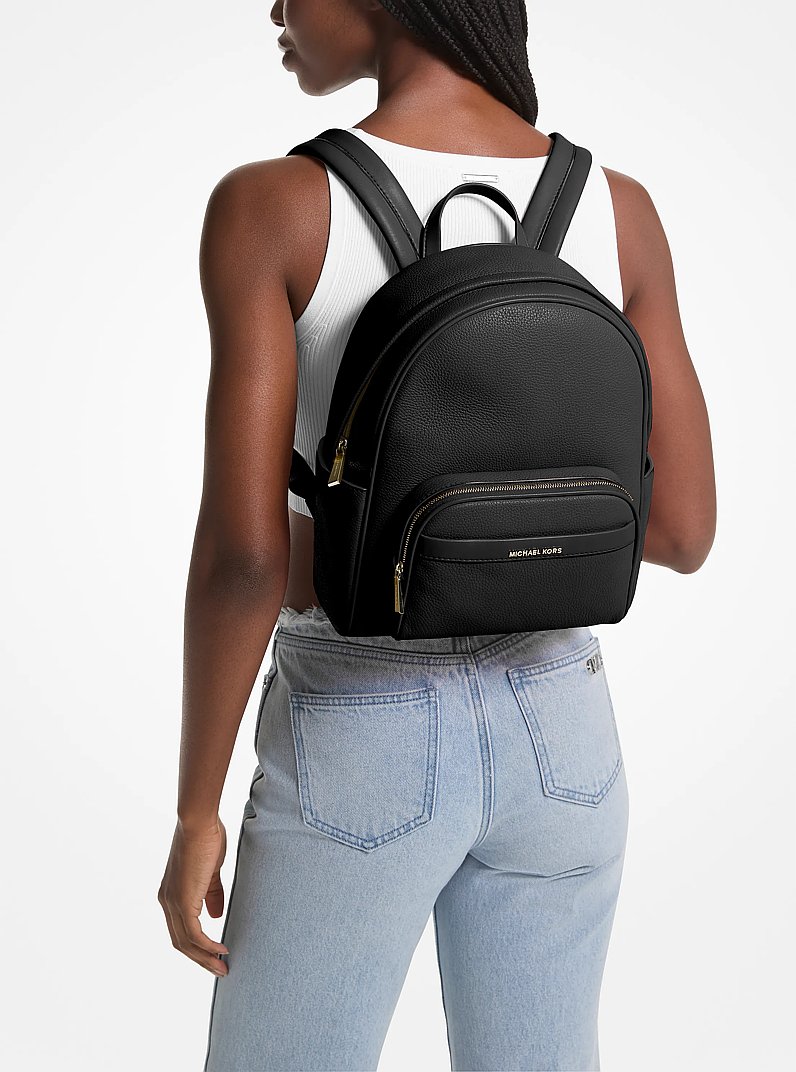 Bex Medium Pebbled Leather Backpack in BLACK | Michael Kors