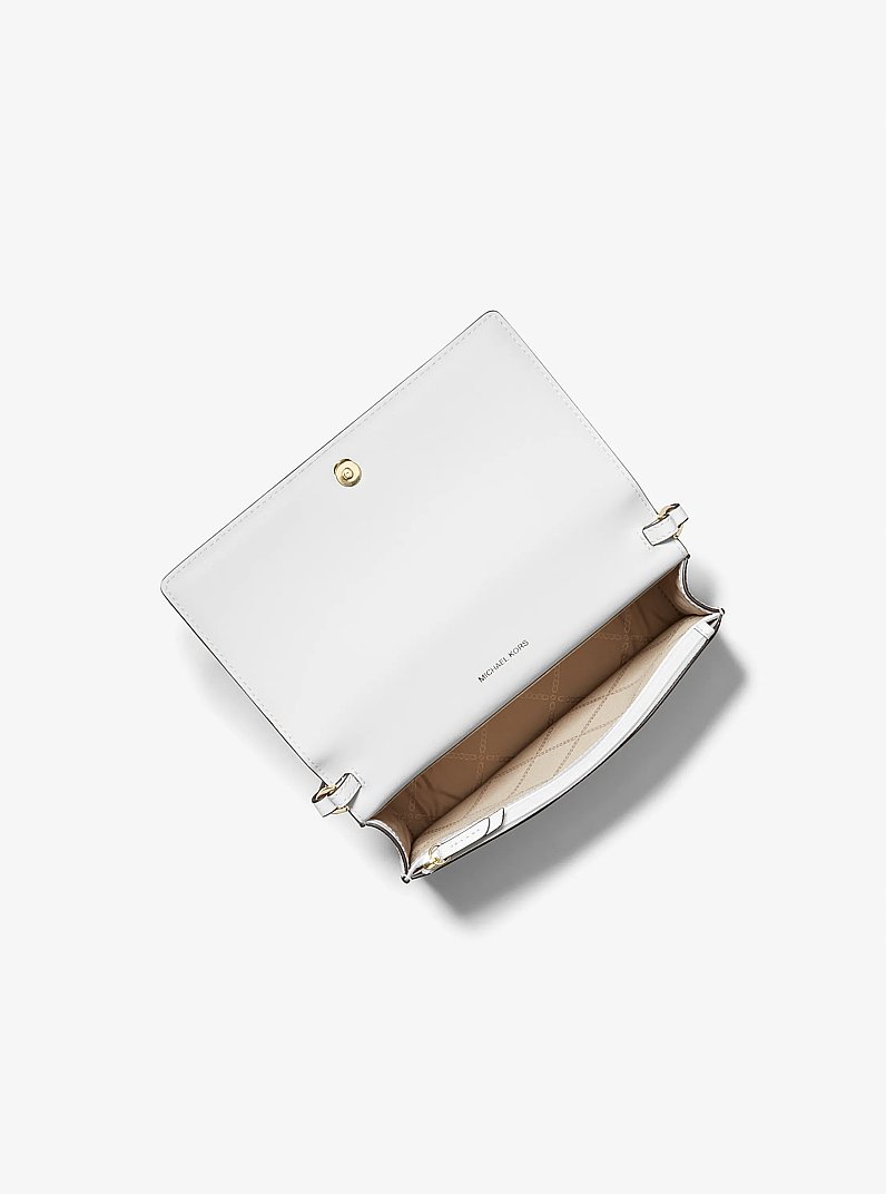 Jet Set Medium Pebbled Leather Front-Flap Crossbody Bag in OPTIC WHITE | Michael Kors