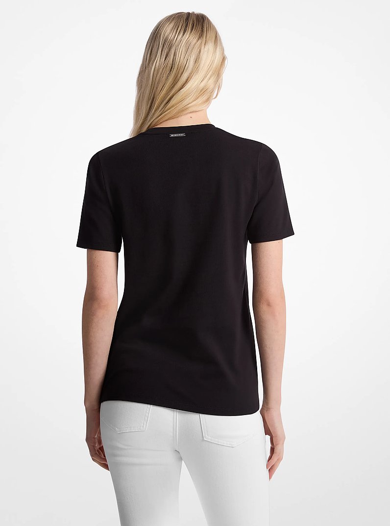 T-shirt en coton orn&eacute; du logo in NOIR | Michael Kors