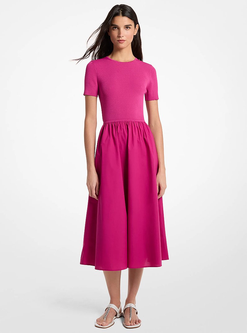 Viscose Blend Midi Dress in FRENCHPINK | Michael Kors