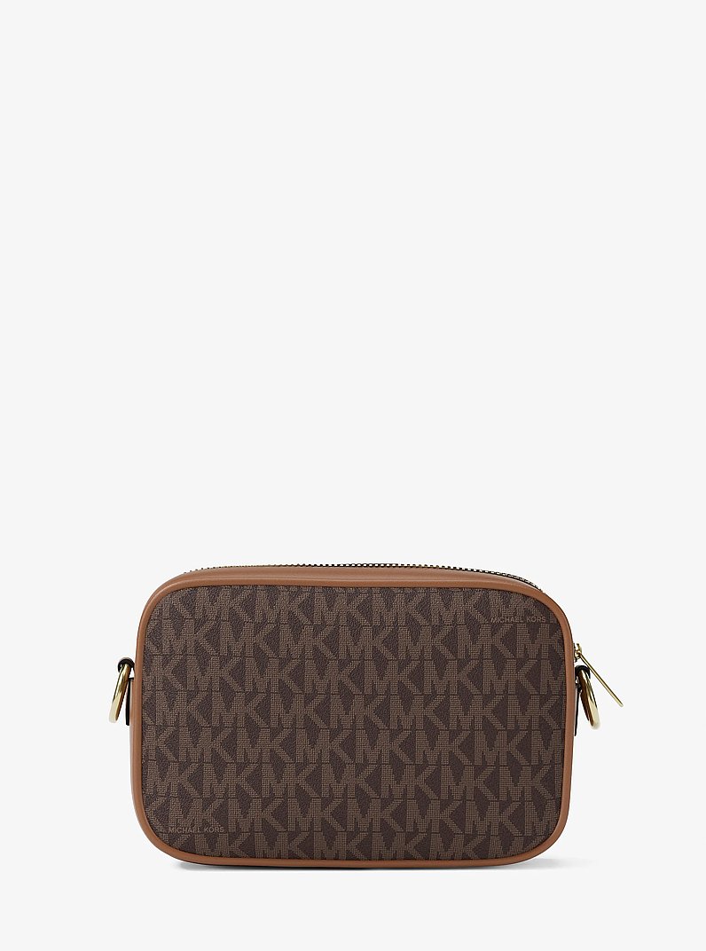 Jet Set Small Signature Logo Camera Crossbody Bag in BROWN | Michael Kors