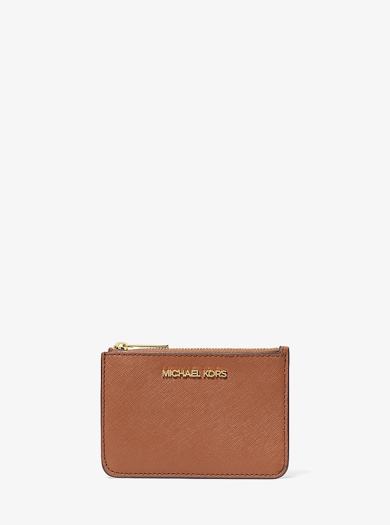 Monedero Jet Set Travel peque&ntilde;o de piel saffiano in LUGGAGE | Michael Kors