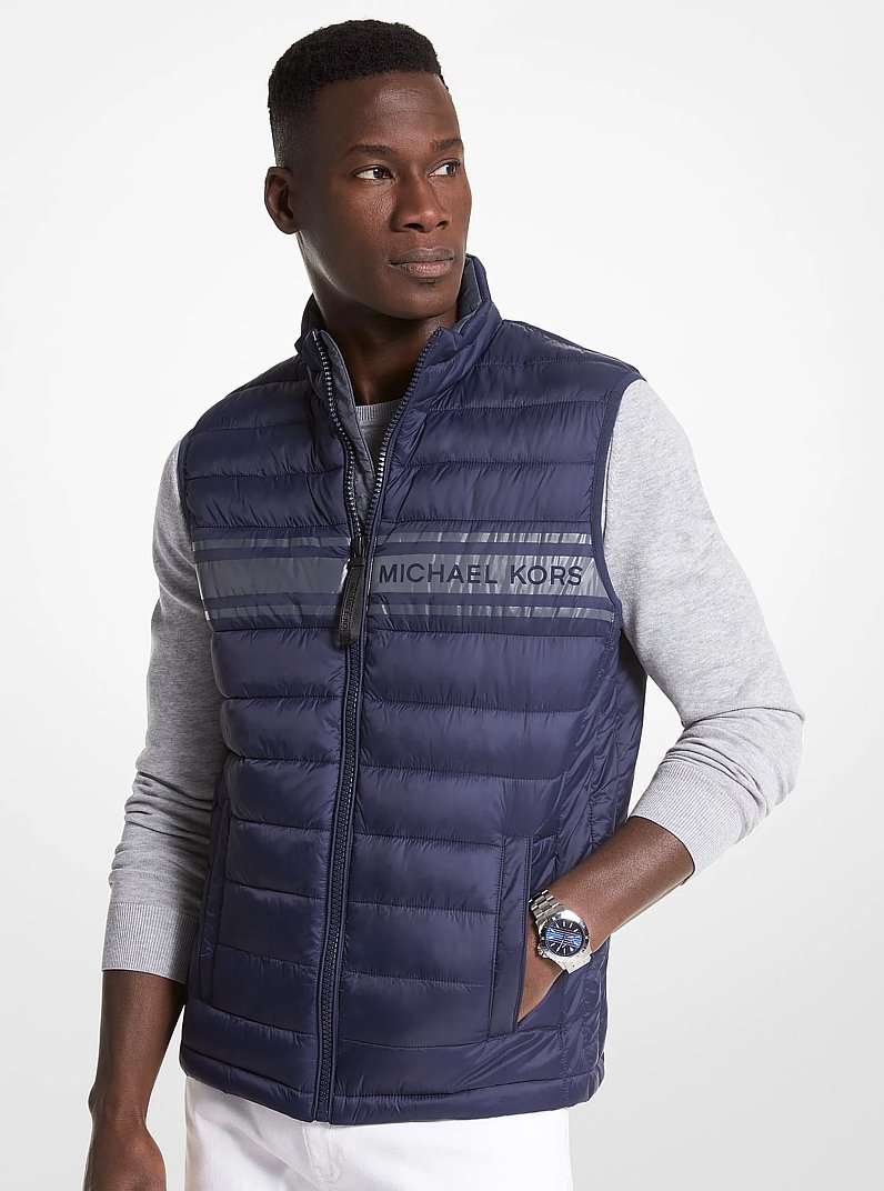 Logo Tape Quilted Nylon Puffer Vest