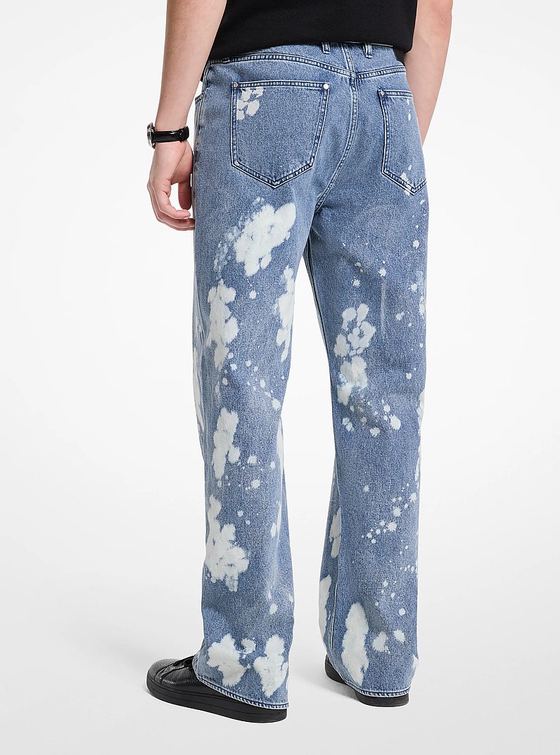 Arden Splattered Denim Relaxed-Fit Jeans in UNION WASH | Michael Kors