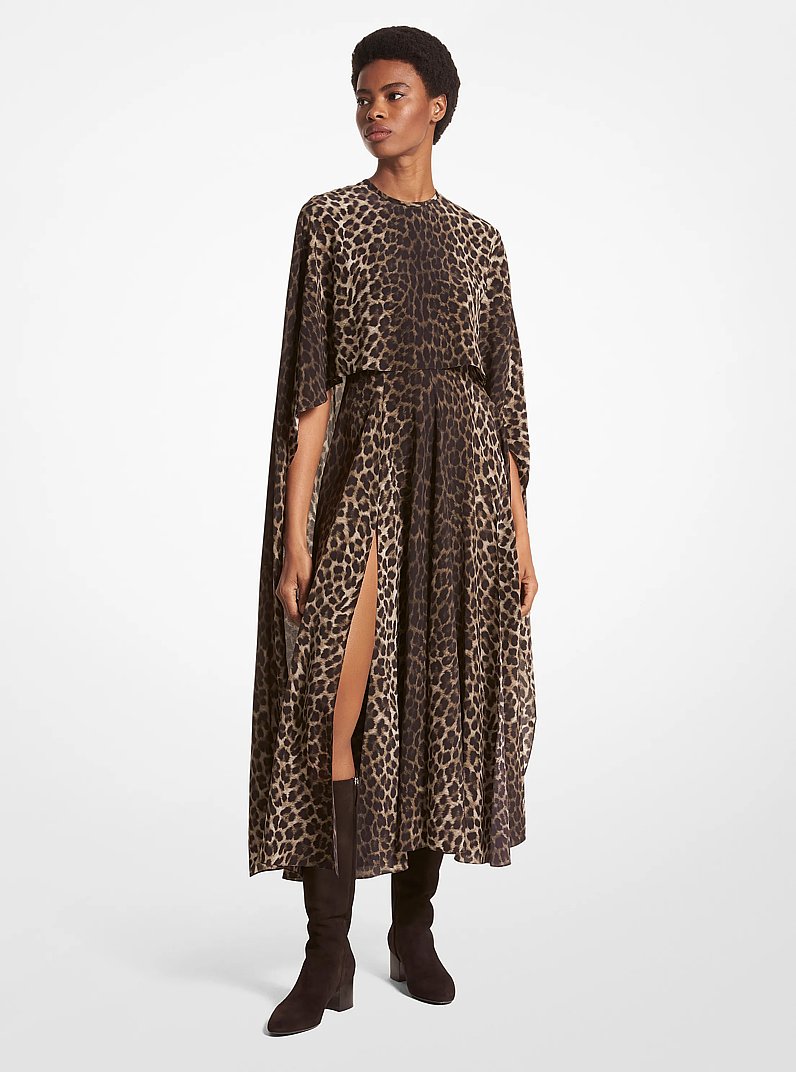 Leopard Silk Crepe De Chine Dress
