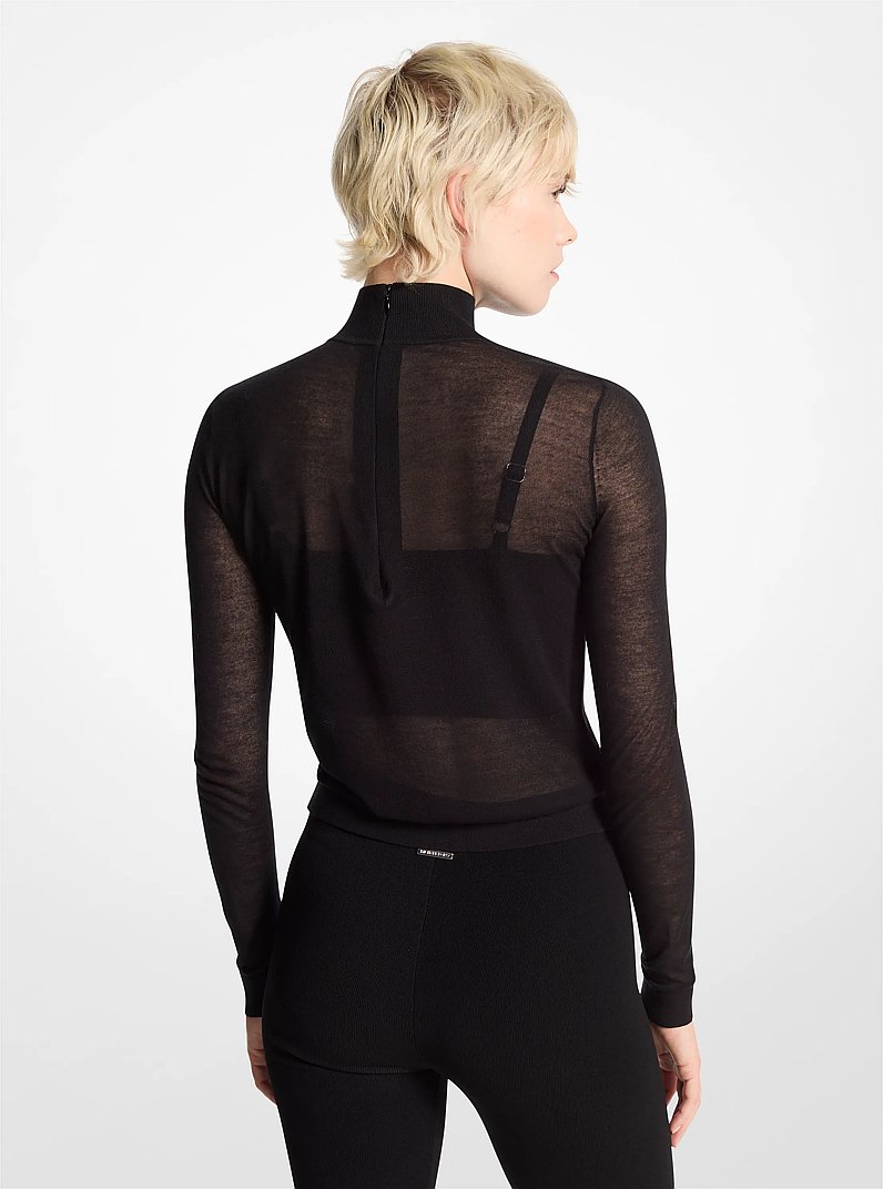 Sheer Mock Neck Sweater and Bra Top