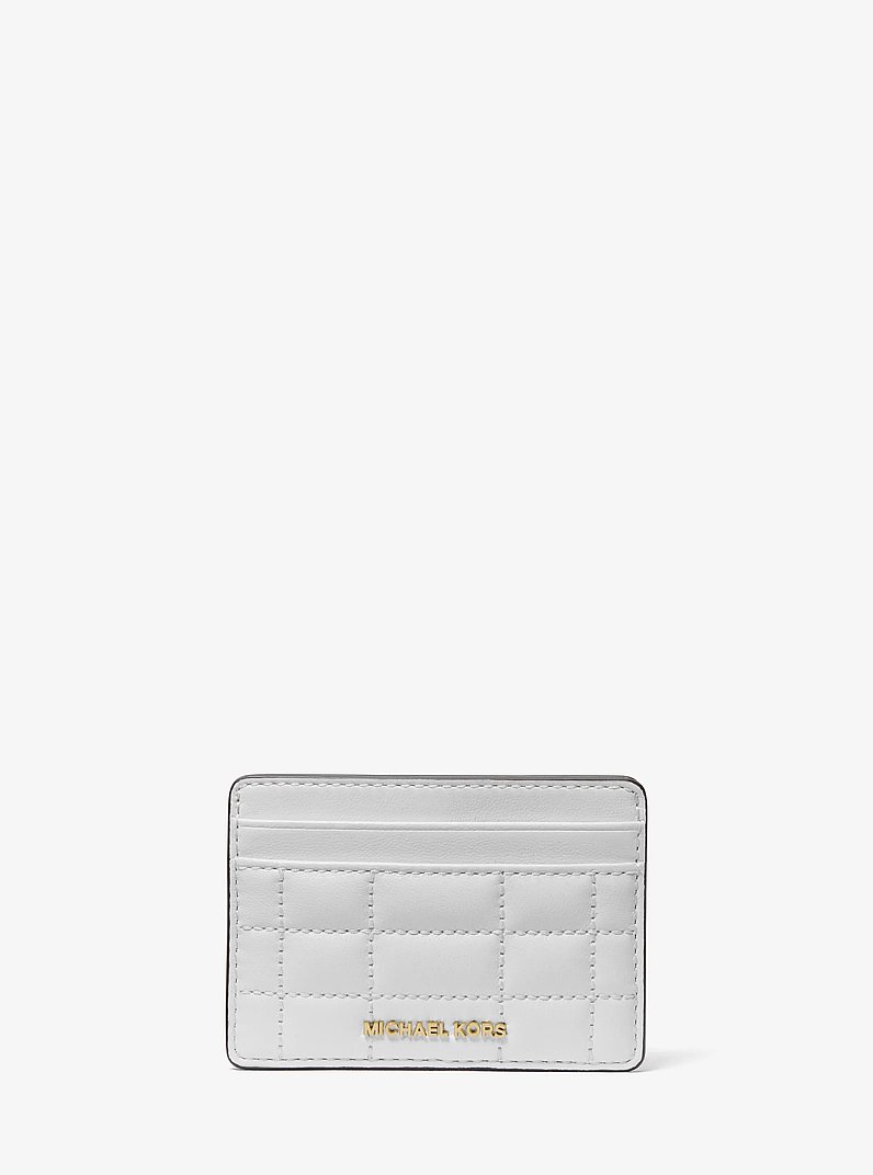 Porte-cartes Jet Set en cuir matelass&eacute; in BLANC OPTIQUE | Michael Kors