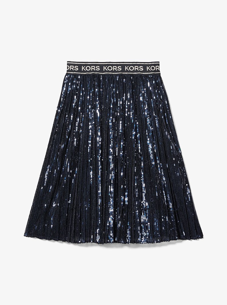 Sequined Pleated Skirt in AZUL MARINO | Michael Kors