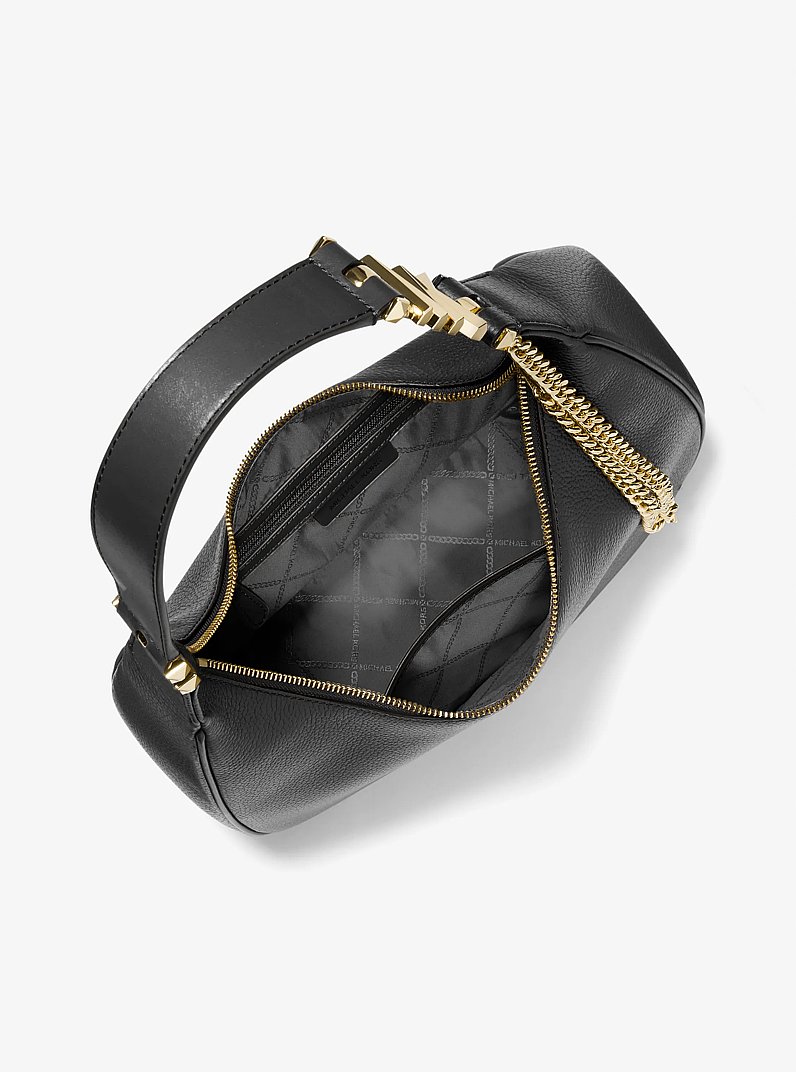 Piper Large Pebbled Leather Shoulder Bag in BLACK | Michael Kors