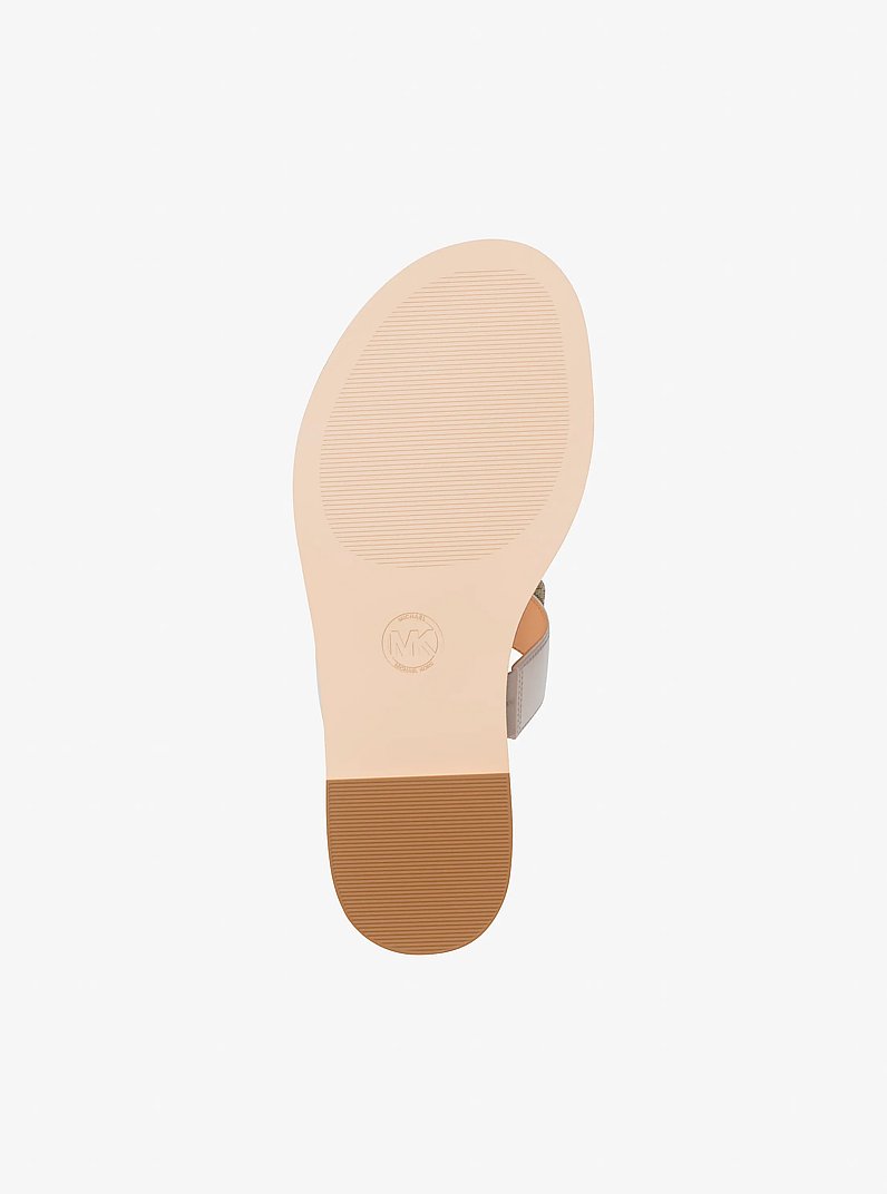 Callie Embellished Signature Logo Trim Thong Sandal in LT CREAM | Michael Kors