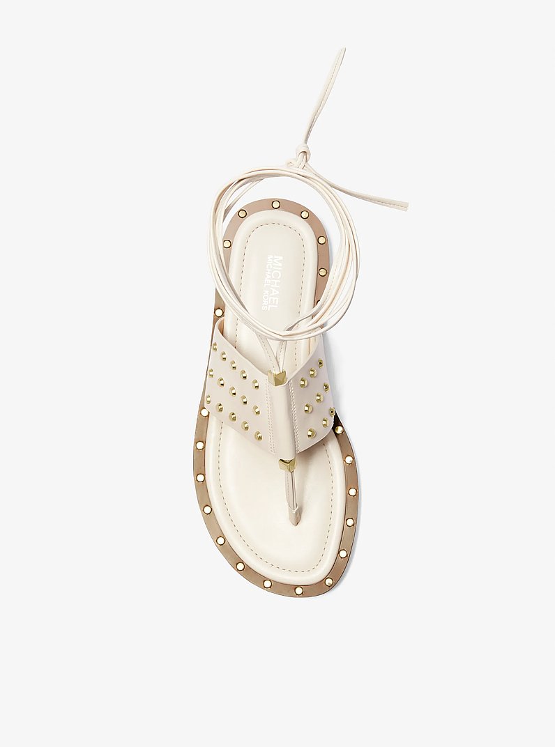 Jagger Studded Leather Sandal in LT CREAM | Michael Kors