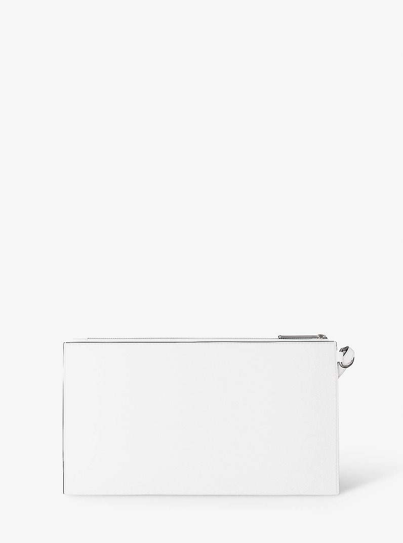 Jet Set Large Studded Pebbled Leather Wristlet in OPTIC WHITE | Michael Kors