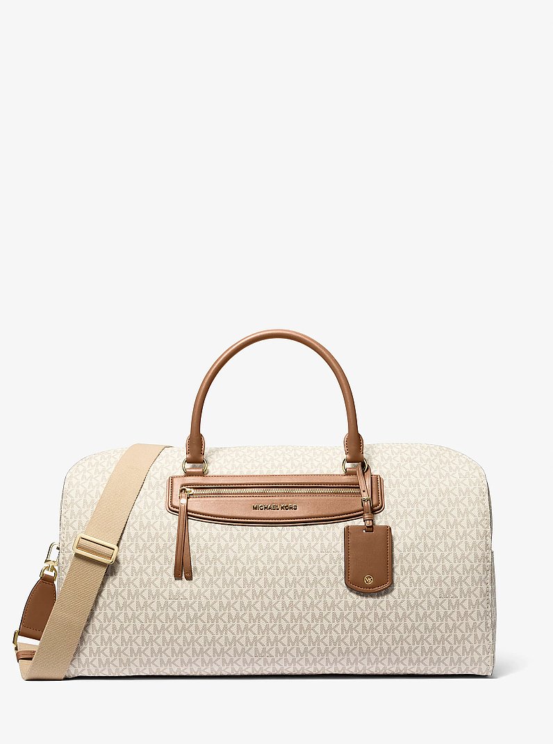 Weekender Jet Set Travel Extra-Large mit Signature-Logomuster in VANILLE/EICHELBRAUN | Michael Kors