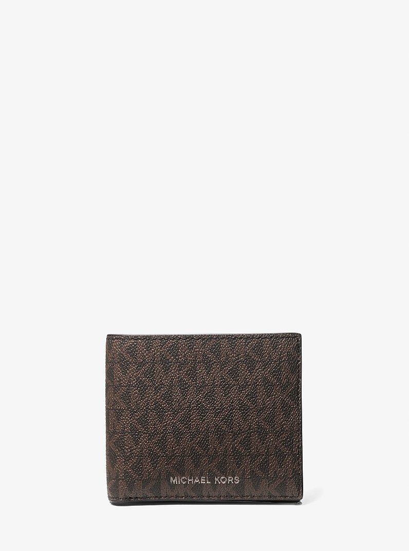Hudson Signature Logo Billfold Wallet in BROWN/BLACK | Michael Kors