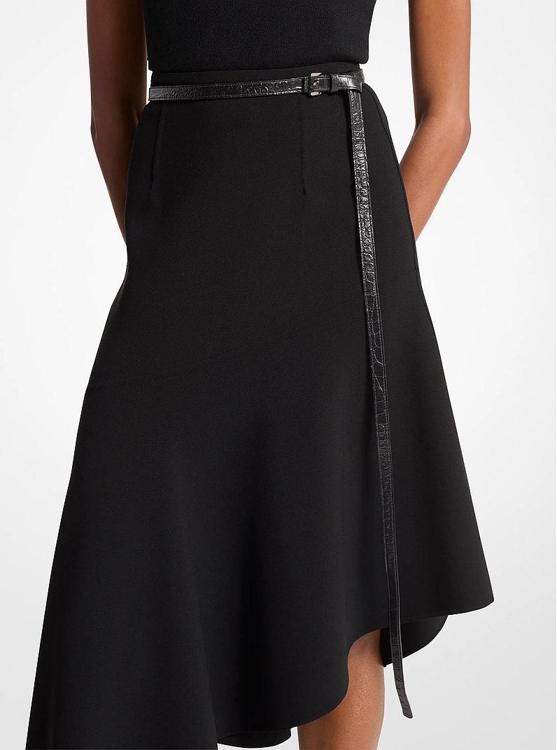 Carolyn Crocodile Embossed Leather Belt in BLACK | Michael Kors