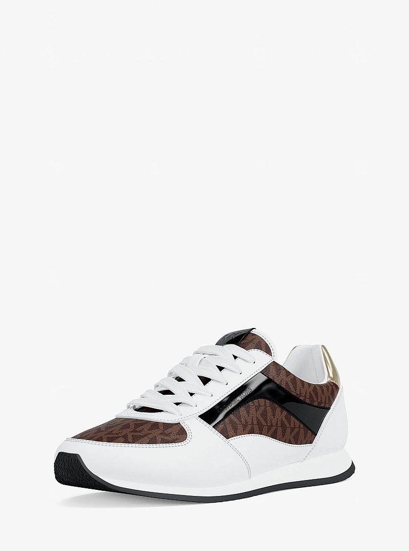 Sneaker Cindy aus glattem Material und Signature-Logostoff in BRAUN MULTI | Michael Kors