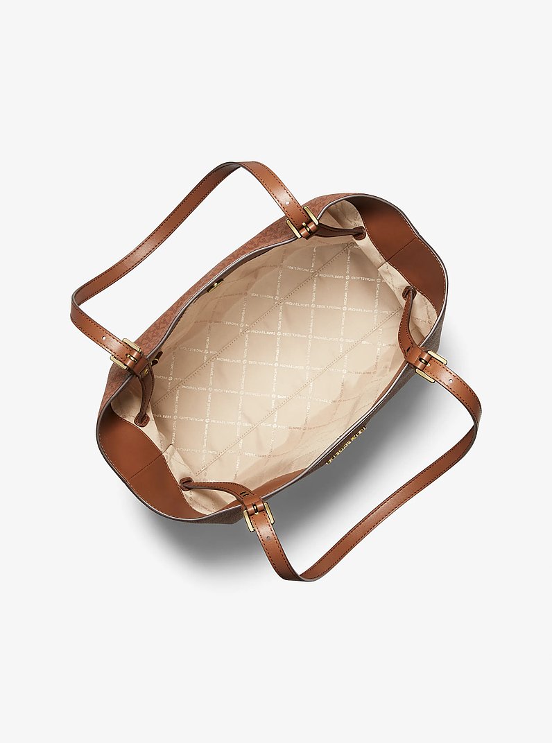 Lenox Large Signature Logo Tote Bag in LUGGAGE | Michael Kors