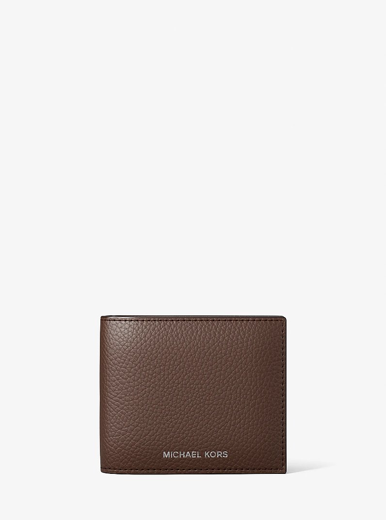 Cooper Pebbled Leather Billfold Wallet With Passcase in NUTMEG | Michael Kors