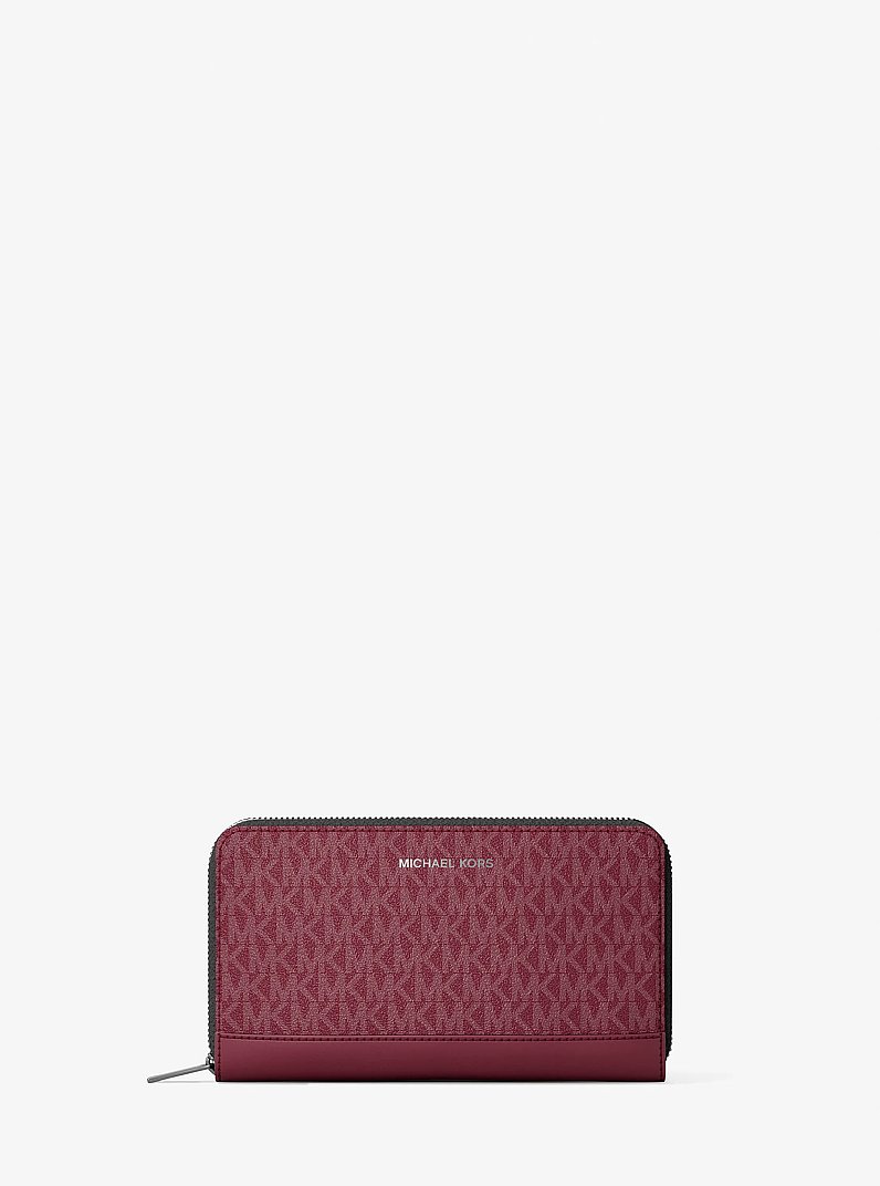 Cooper Signature Logo Continental Wallet in MAROON | Michael Kors