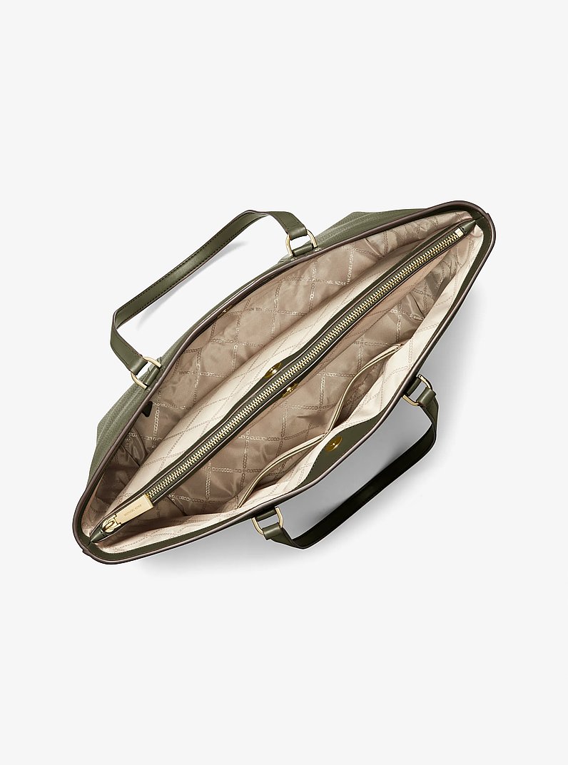 Temple Large Pebbled Leather Tote Bag in IVY | Michael Kors