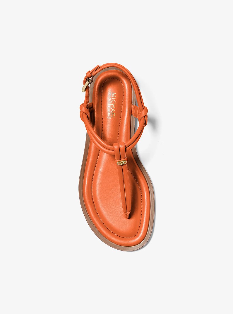 Sandale Astra en cuir &agrave; bride en T in PUNCH ORANGE | Michael Kors