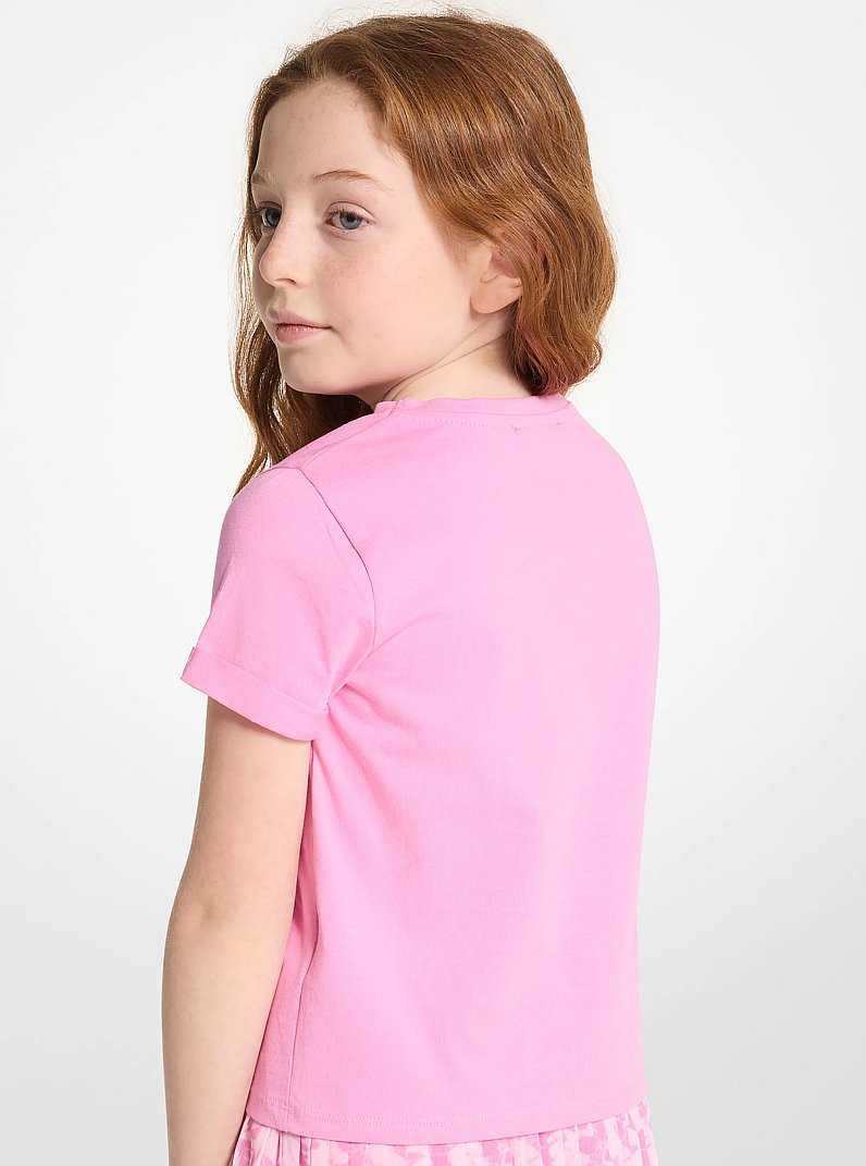 T-shirt in cotone con stampa floreale e occhiali stile aviatore
