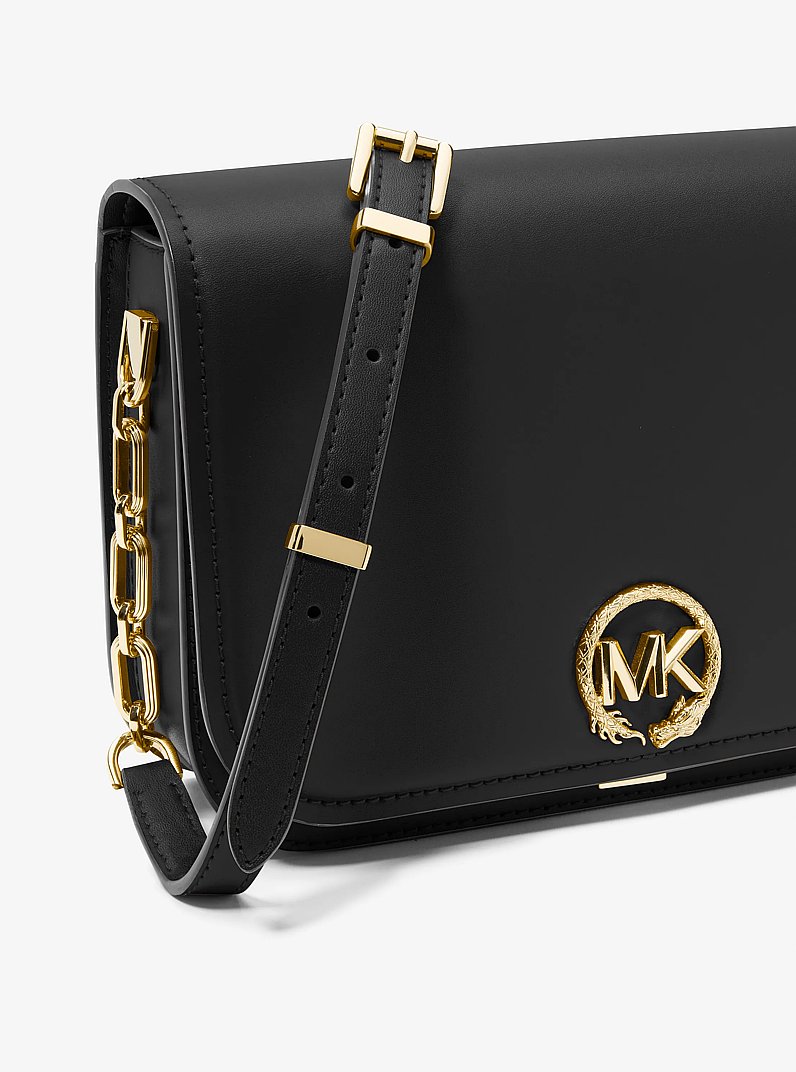 Delancey Medium Leather Messenger Bag in BLACK | Michael Kors