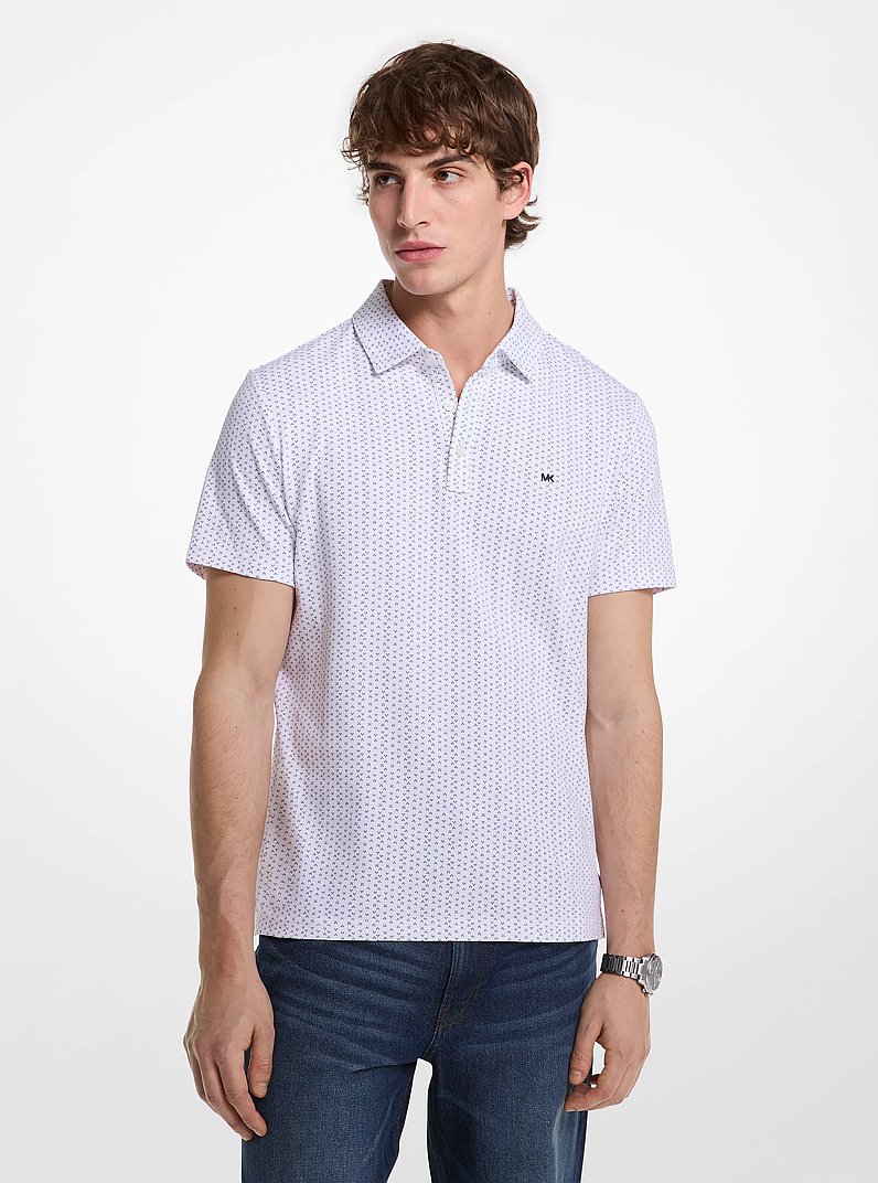Geo Ditsy Cotton Polo Shirt in WHITE | Michael Kors