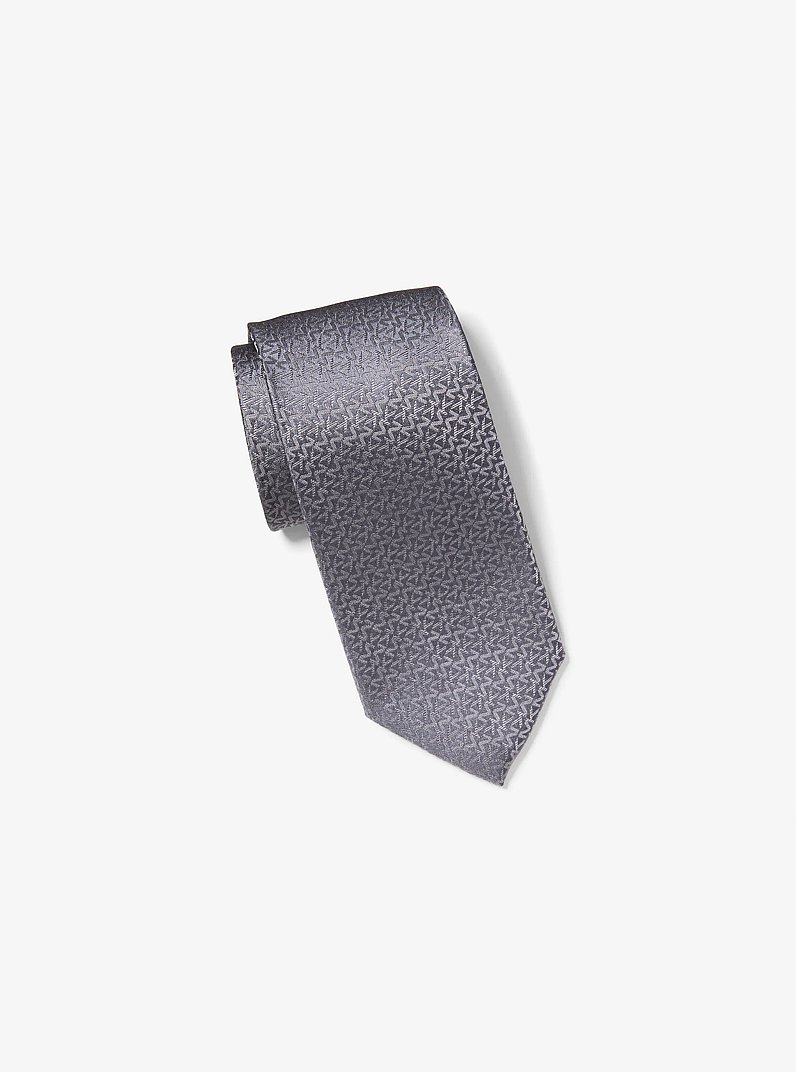Graphic Logo Silk Tie in GREY | Michael Kors