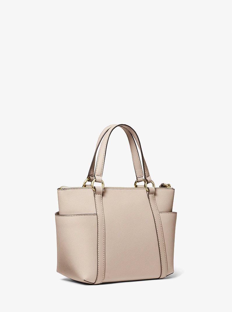 Sullivan Small Saffiano Leather Top-Zip Tote Bag in LIGHT SAND | Michael Kors