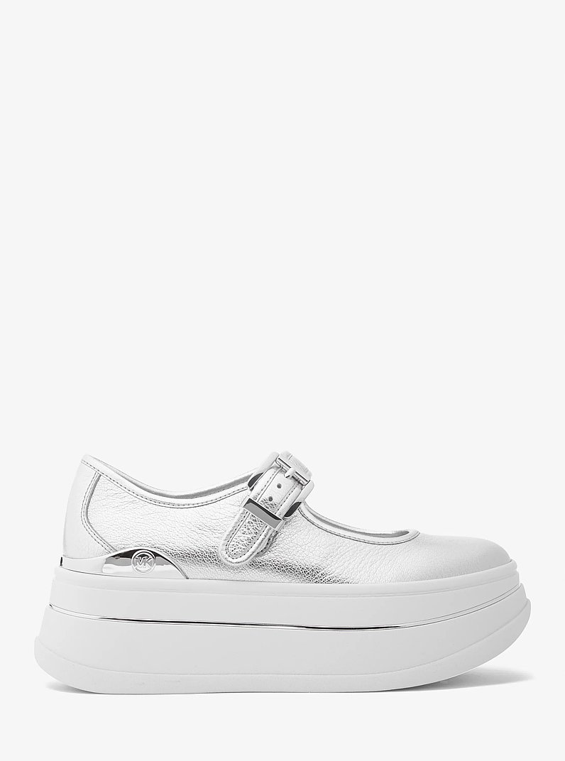 Zapatilla Hayes de piel metalizada con silueta Mary Jane in PLATEADO | Michael Kors