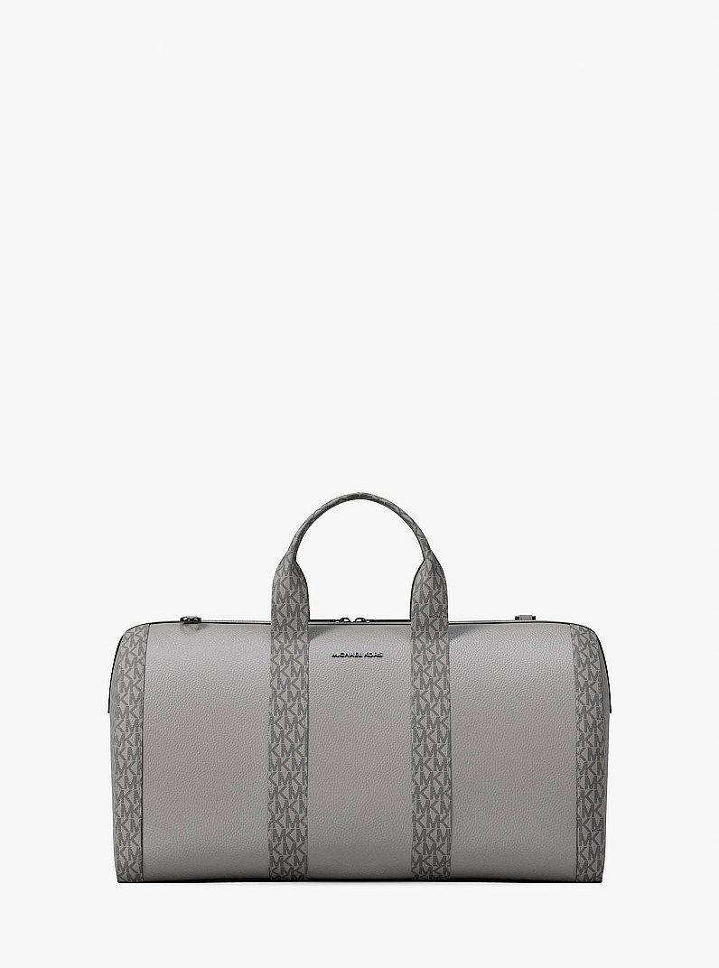 Cooper Pebbled Leather and Signature Logo Duffel Bag in PEARL GREY | Michael Kors