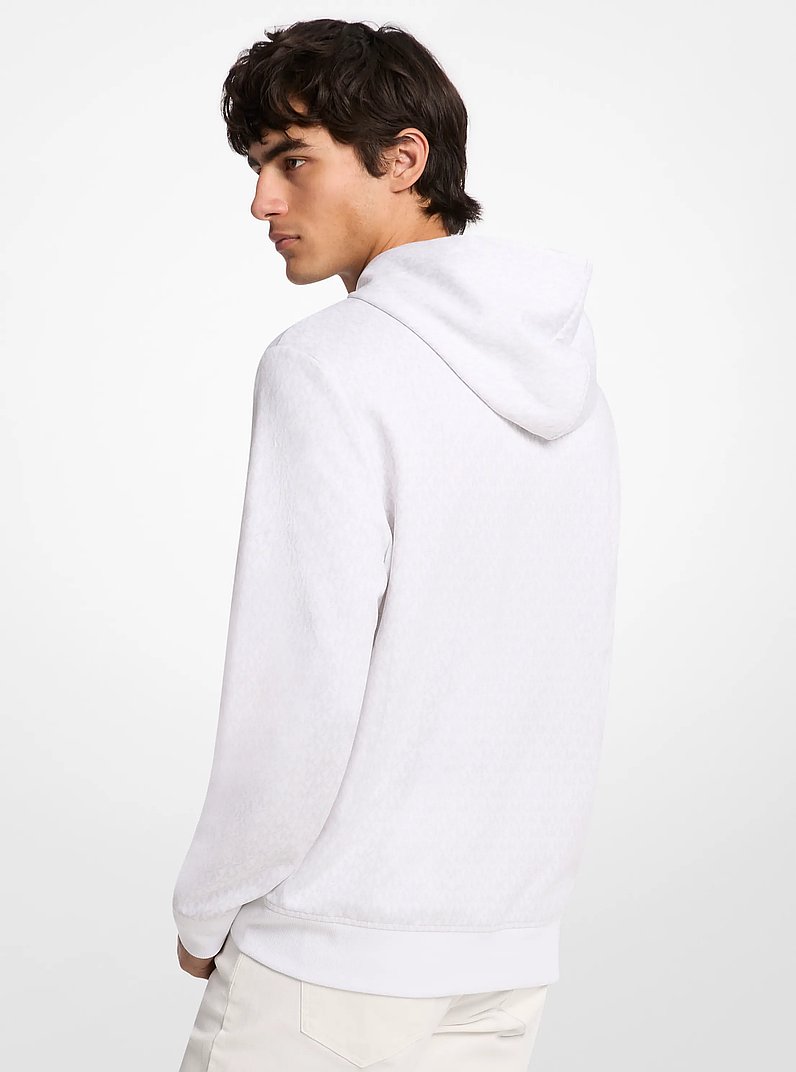 Embellished Signature Logo Cotton Blend Hoodie in WHITE | Michael Kors