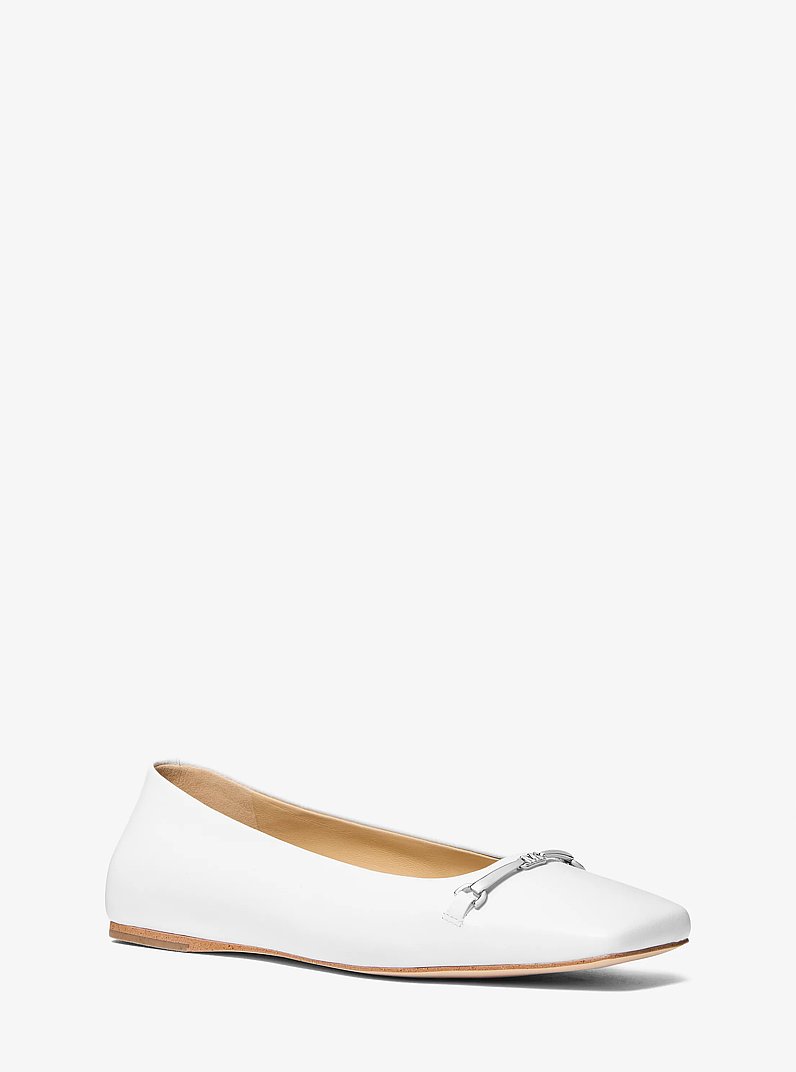 Lena Leather Ballet Flat in OPTIC WHITE | Michael Kors